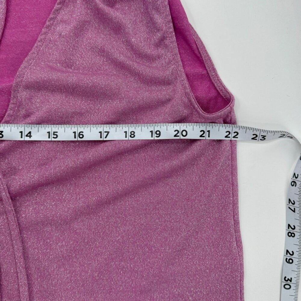 Free People Women's XS Sparkly Pink Metallic Crop Top With Adjustable Ties - Picture 10 of 12